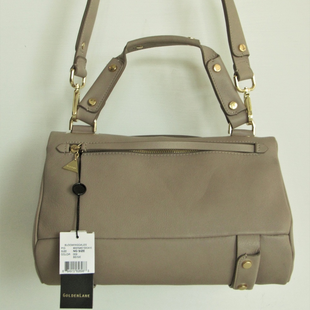 Golden Lane Soave Duo Beige Leather Shoulder Bag